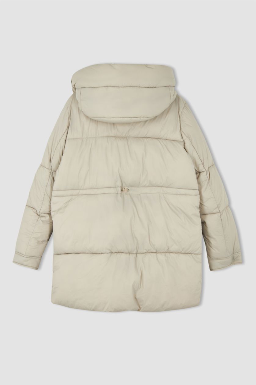 Kadın Kum Isı Yalıtımlı Su Geçirmez Kapüşonlu Hafif Uzun Dolgulu Mont