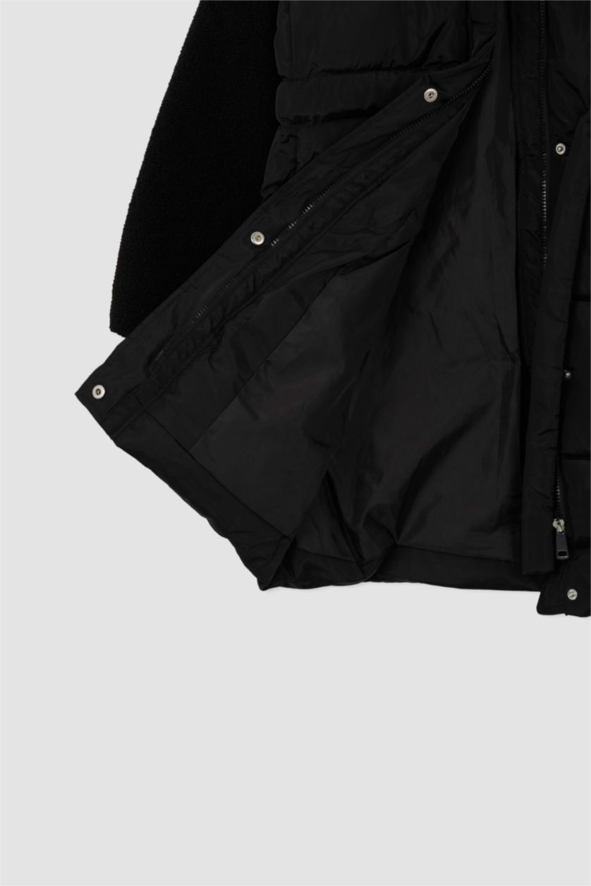 نساء أسود جاكيت بحزام عازل للحرارة