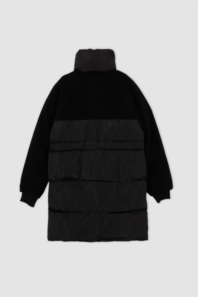 نساء أسود جاكيت بحزام عازل للحرارة