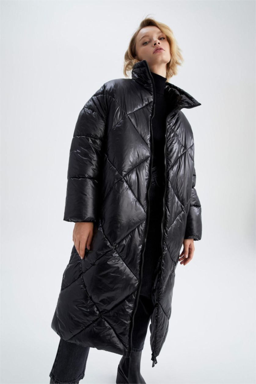 WOMAN Black Thermal Insulated Waterproof Oversize Fit Long Puffer Jacket