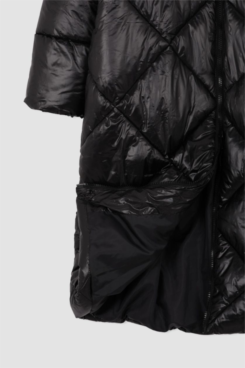 WOMAN Black Thermal Insulated Waterproof Oversize Fit Long Puffer Jacket