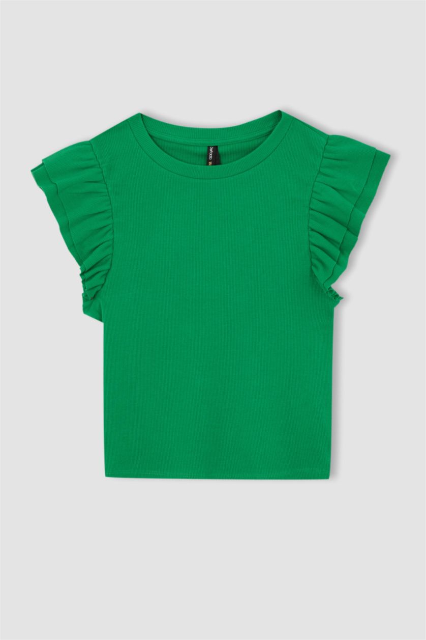 WOMAN Green Slim Fit Crew Neck Camisole Short Sleeve T-Shirt
