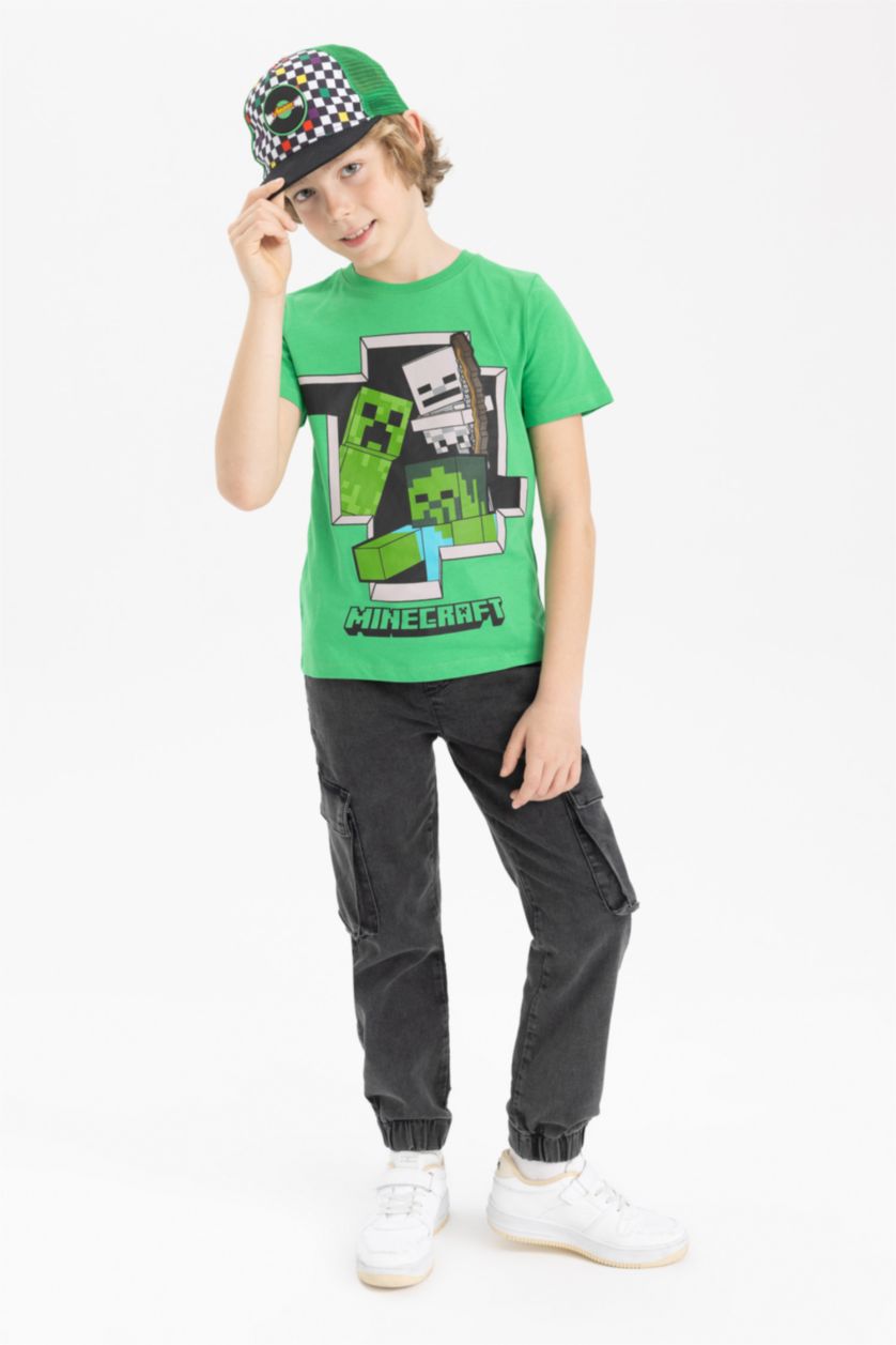 Boys & Teens Green Boys Minecraft Regular Fit Crew Neck Short Sleeve T-Shirt