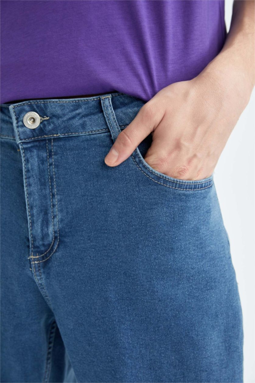 رجال أزرق شورت جينز برمودا مستدام بقصة عادية