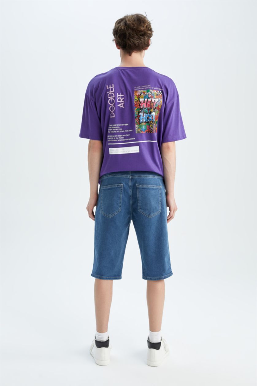 رجال أزرق شورت جينز برمودا مستدام بقصة عادية