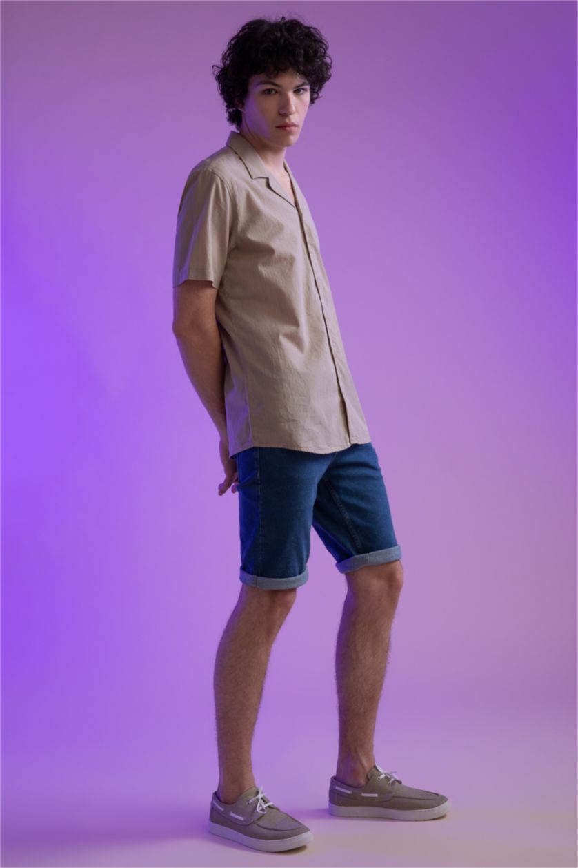 رجال أزرق شورت جينز برمودا مستدام بقصة عادية