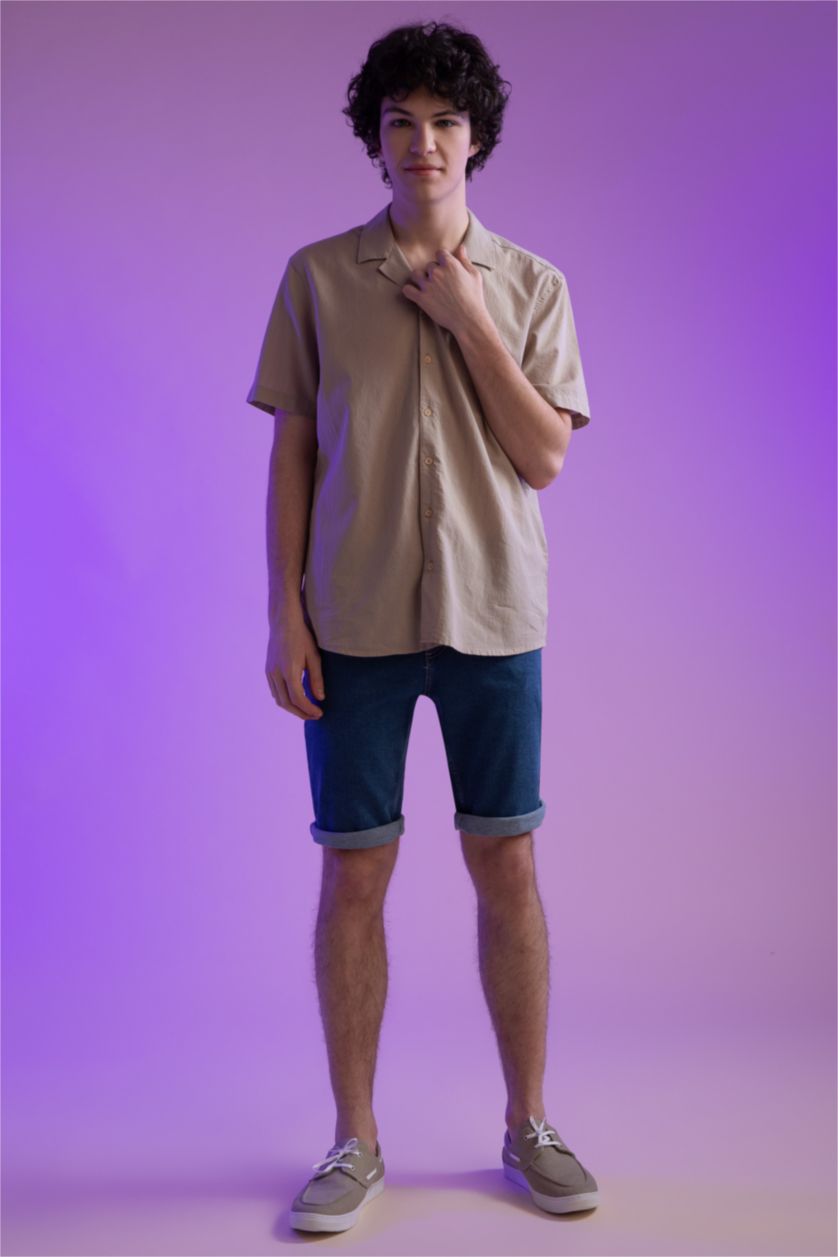 رجال أزرق شورت جينز برمودا مستدام بقصة عادية