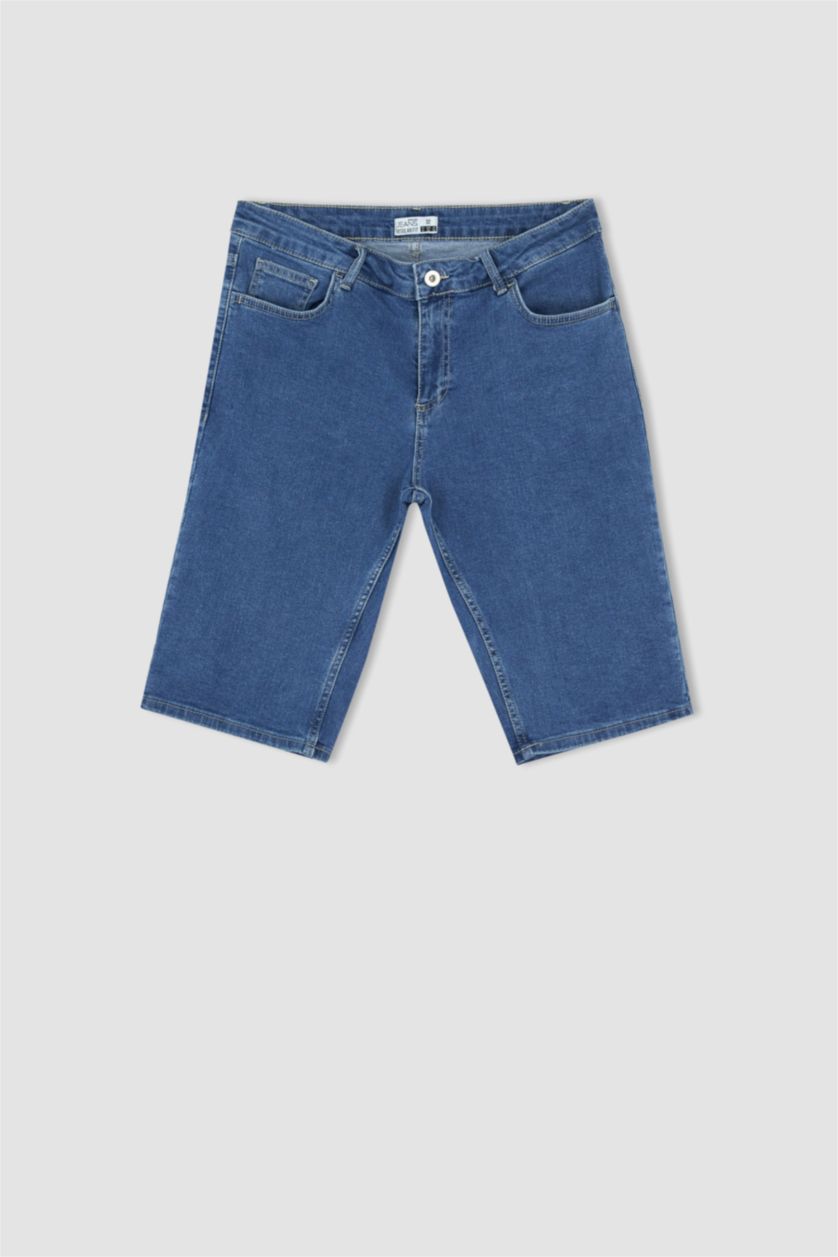 رجال أزرق شورت جينز برمودا مستدام بقصة عادية