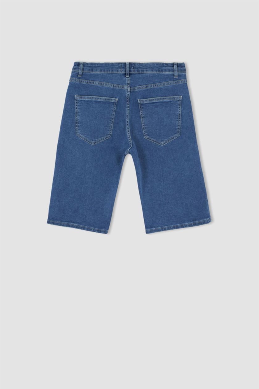 رجال أزرق شورت جينز برمودا مستدام بقصة عادية