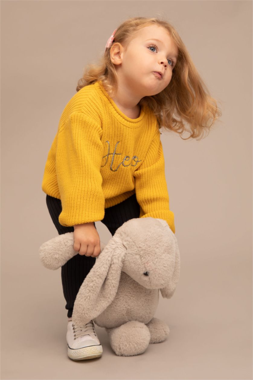 BÉBÉ FILLE Jaune Pull Slogan Col Ras Du Cou BéBé Fille