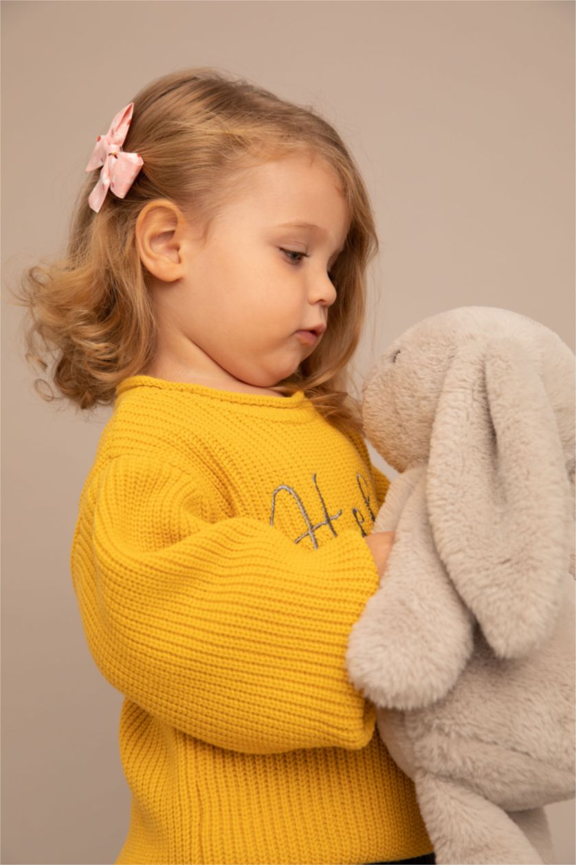 BÉBÉ FILLE Jaune Pull Slogan Col Ras Du Cou BéBé Fille