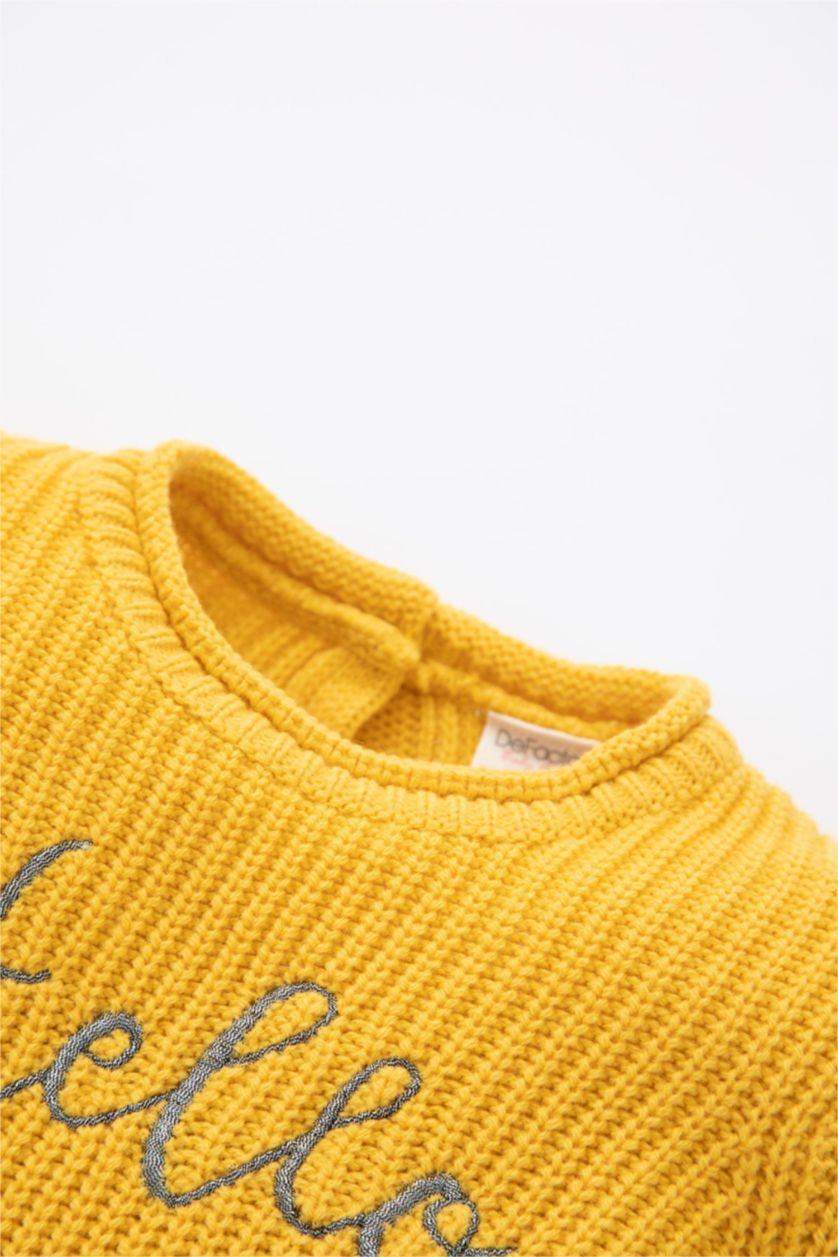 BÉBÉ FILLE Jaune Pull Slogan Col Ras Du Cou BéBé Fille