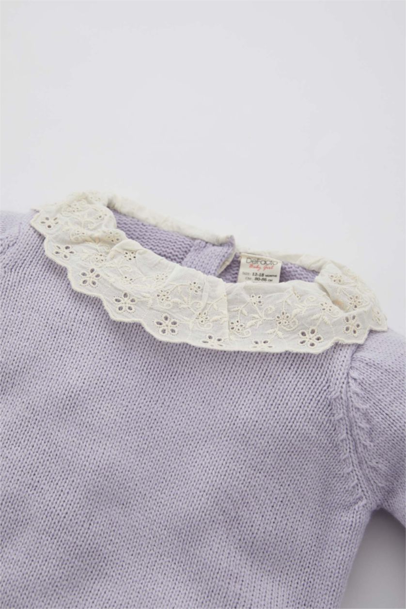 BÉBÉ FILLE Violet Clair Pull Col en dentelle BéBé Fille