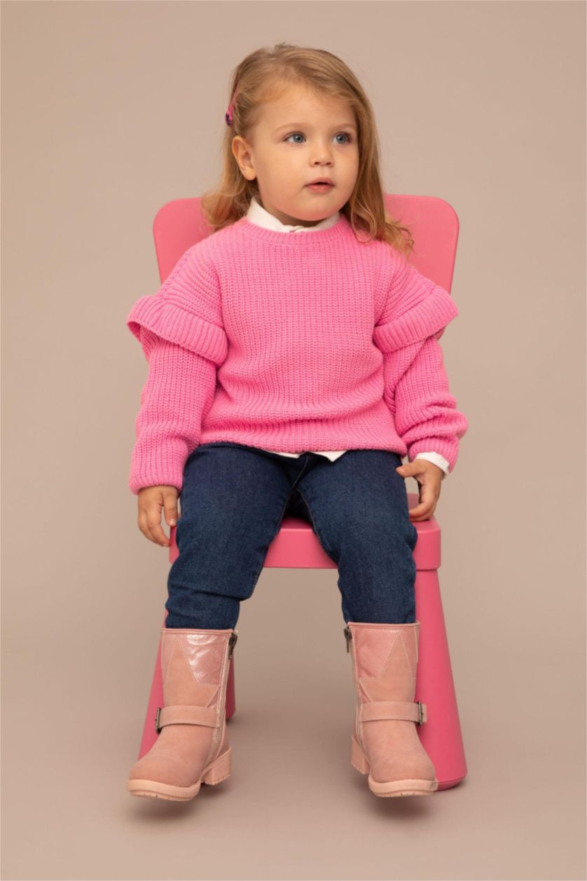 BÉBÉ FILLE Bordeaux Pull coupe régulière Col Rond Pour Bébé Fille