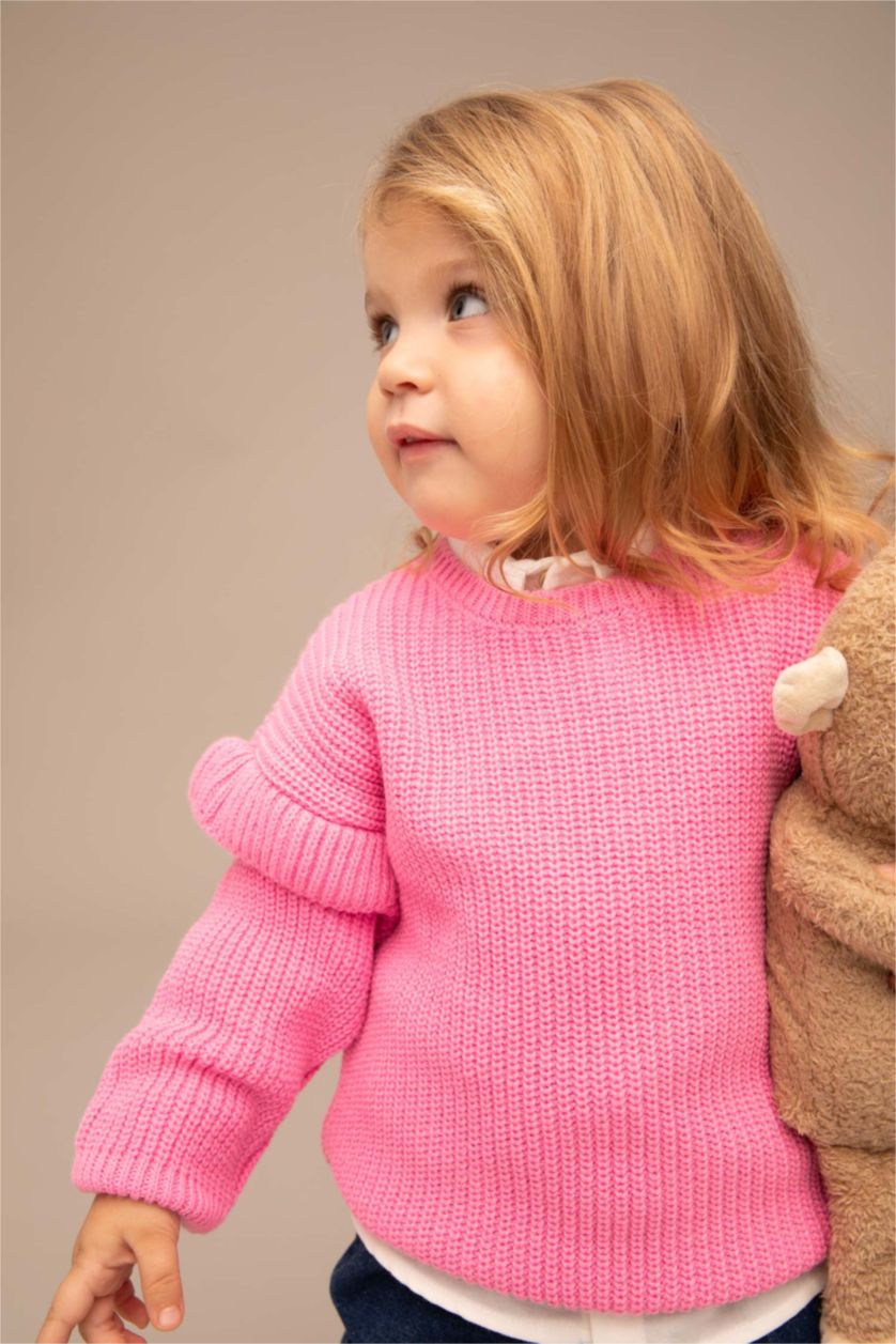 BÉBÉ FILLE Bordeaux Pull coupe régulière Col Rond Pour Bébé Fille