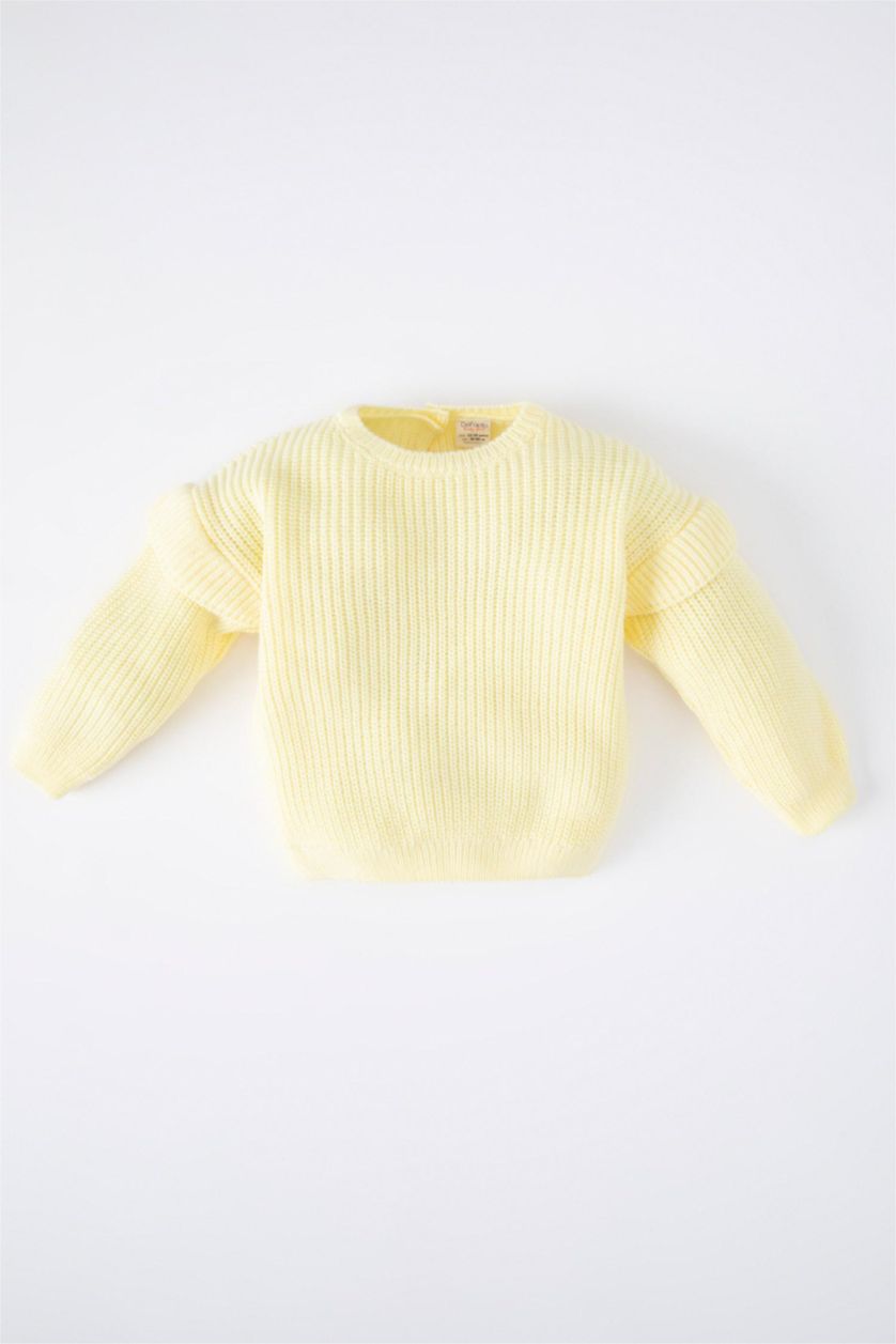BÉBÉ FILLE Jaune Clair Pull Col Ras Du Cou BéBé Fille