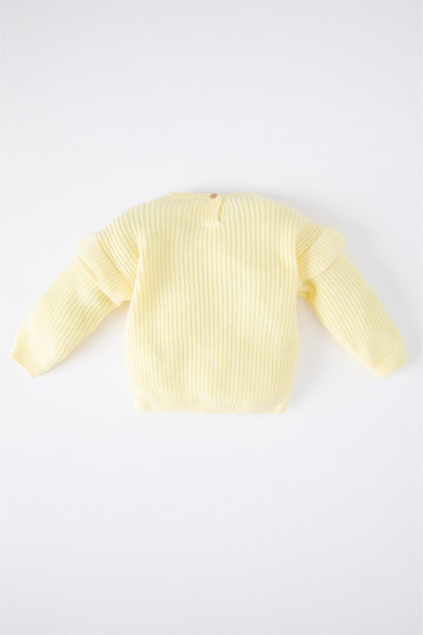 BÉBÉ FILLE Jaune Clair Pull Col Ras Du Cou BéBé Fille