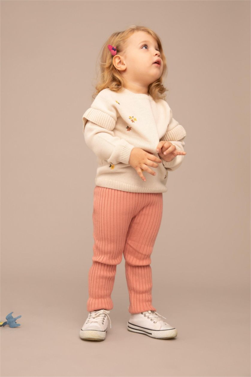 BÉBÉ FILLE Beige Pull Fleur Col Ras Du Cou BéBé Fille