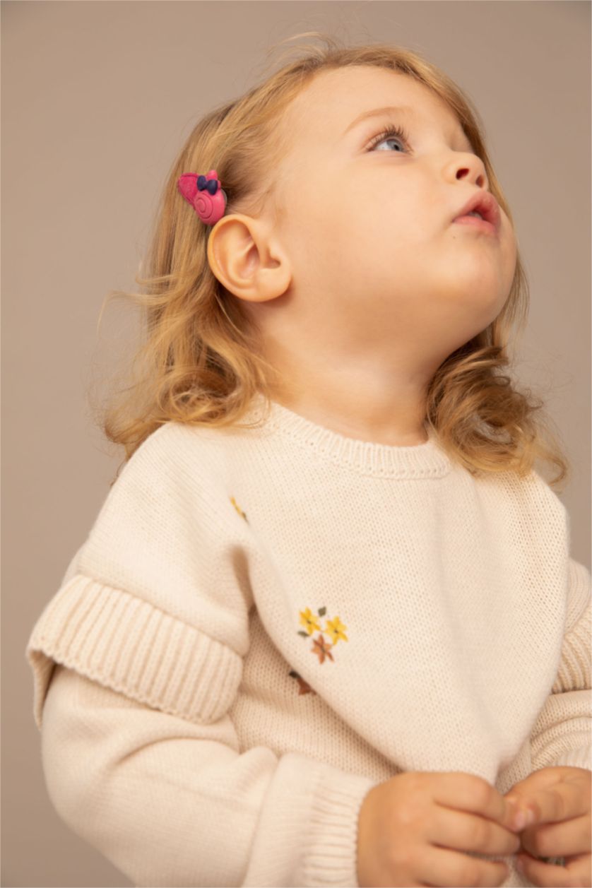 BÉBÉ FILLE Beige Pull Fleur Col Ras Du Cou BéBé Fille