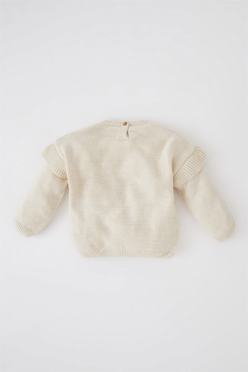 BÉBÉ FILLE Beige Pull Fleur Col Ras Du Cou BéBé Fille