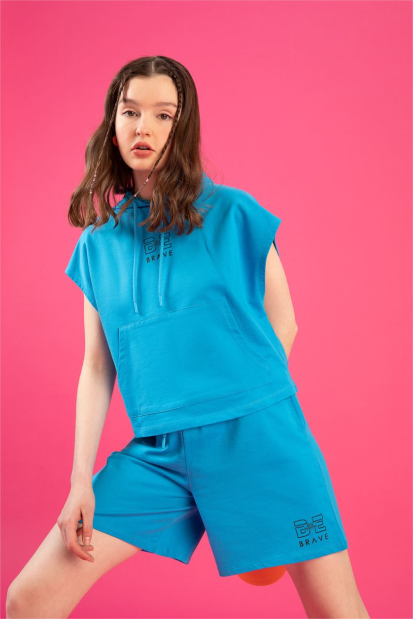 حريمي أزرق Regular Fit Thin Sweatshirt Fabric Sweatshirt