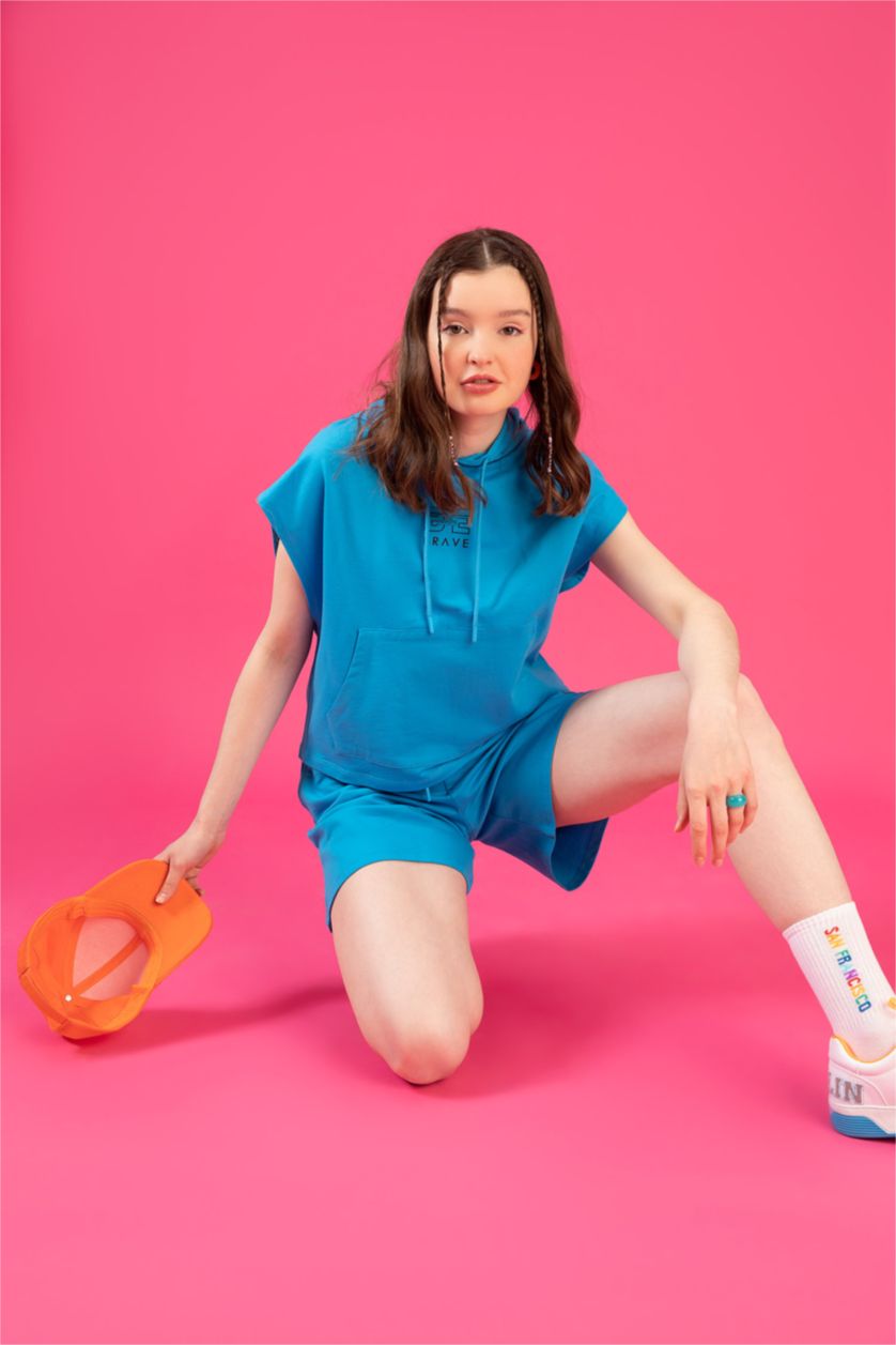 حريمي أزرق Regular Fit Thin Sweatshirt Fabric Sweatshirt