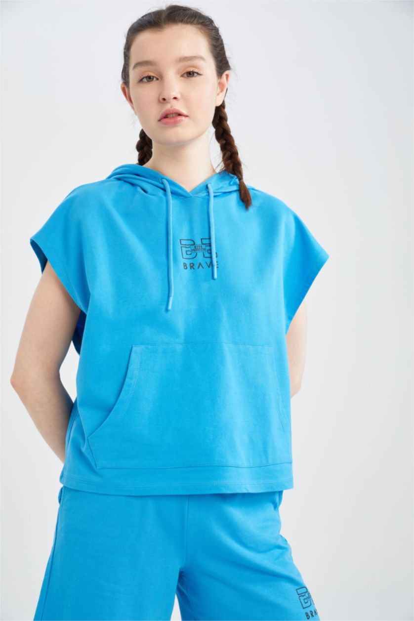 حريمي أزرق Regular Fit Thin Sweatshirt Fabric Sweatshirt