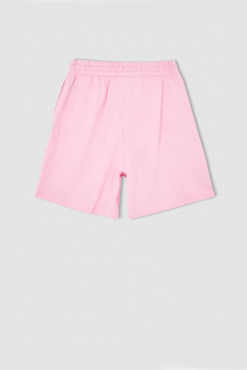 WOMAN Pink Regular Fit High Waisted Minimal Slogan Print Short