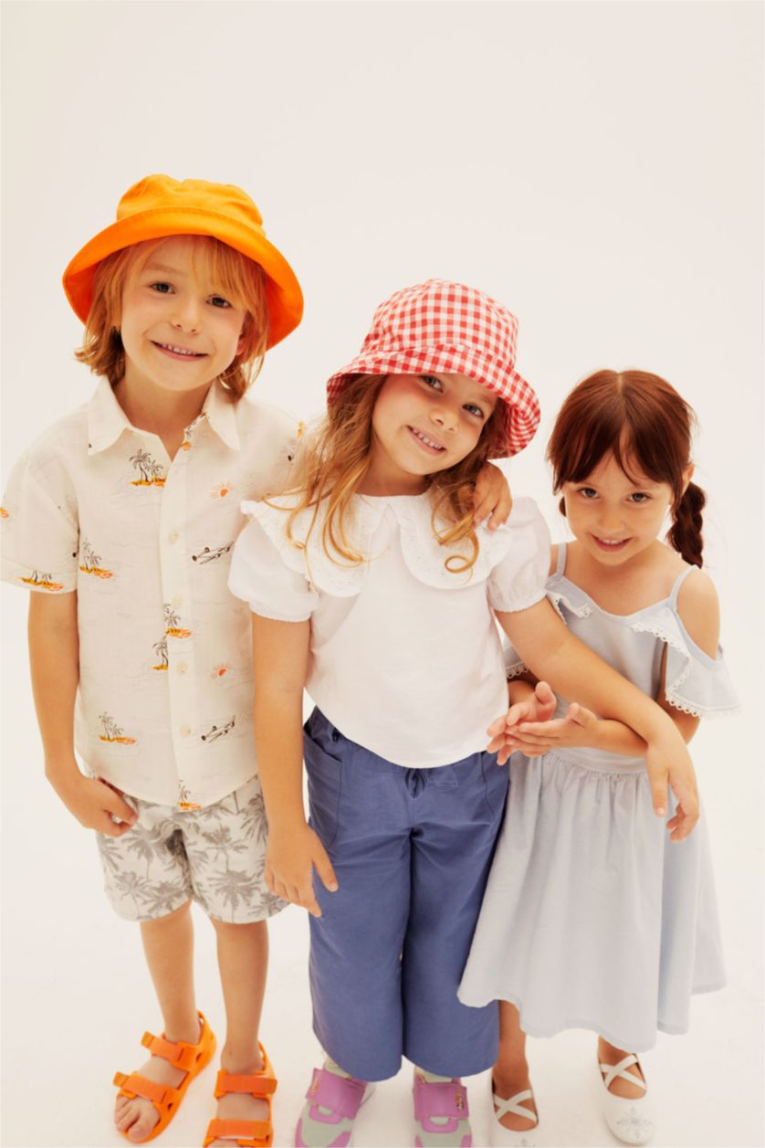 BOYS & TEENS Ecru Boy Regular Fit Short Sleeve Printed Shirt