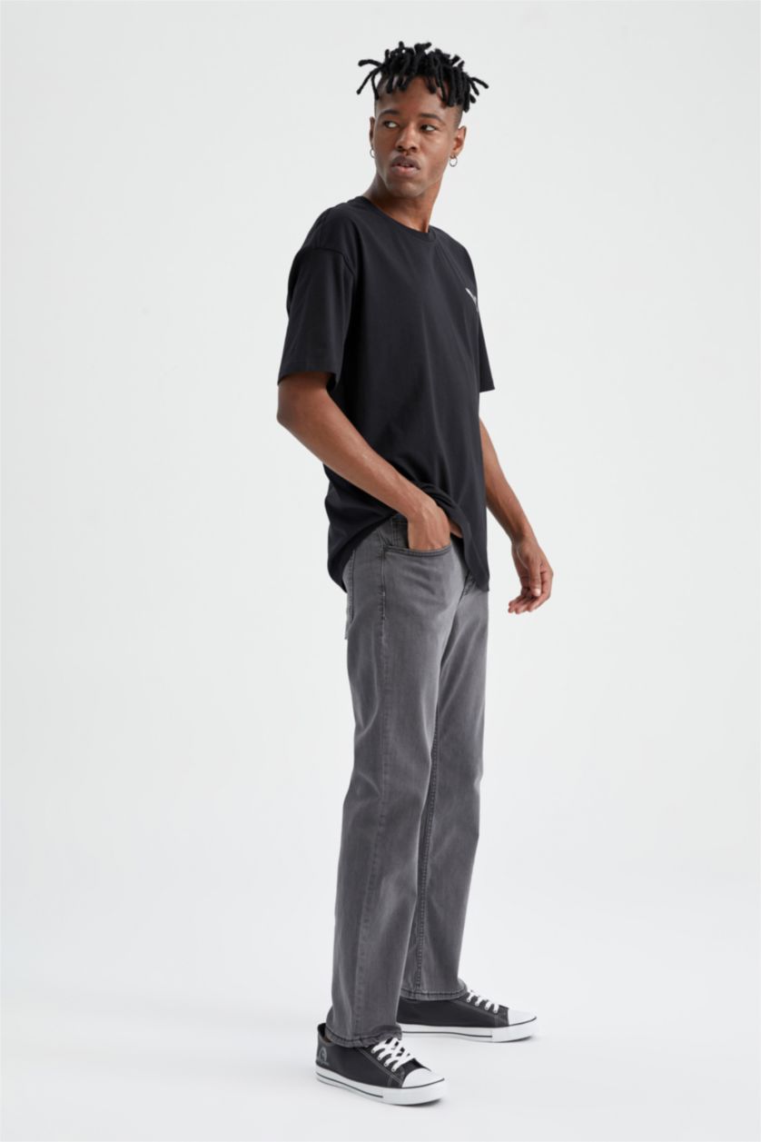 HOMME Noir T-shirt à manches courtes Coupe boxy