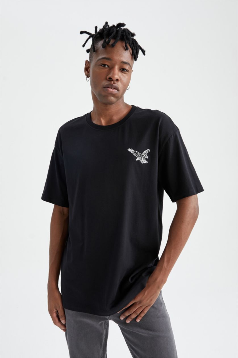 HOMME Noir T-shirt à manches courtes Coupe boxy