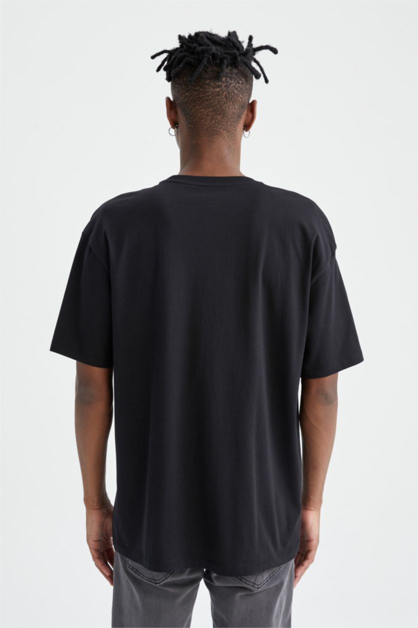 HOMME Noir T-shirt à manches courtes Coupe boxy