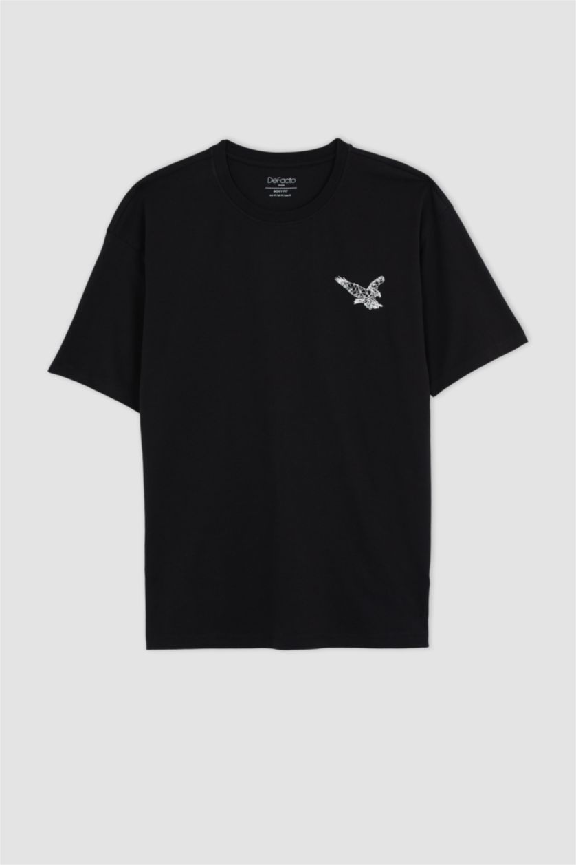 HOMME Noir T-shirt à manches courtes Coupe boxy