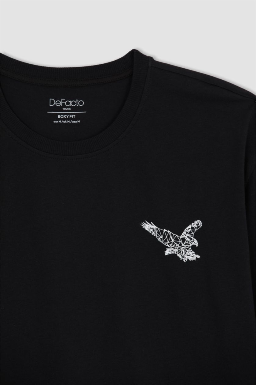 HOMME Noir T-shirt à manches courtes Coupe boxy