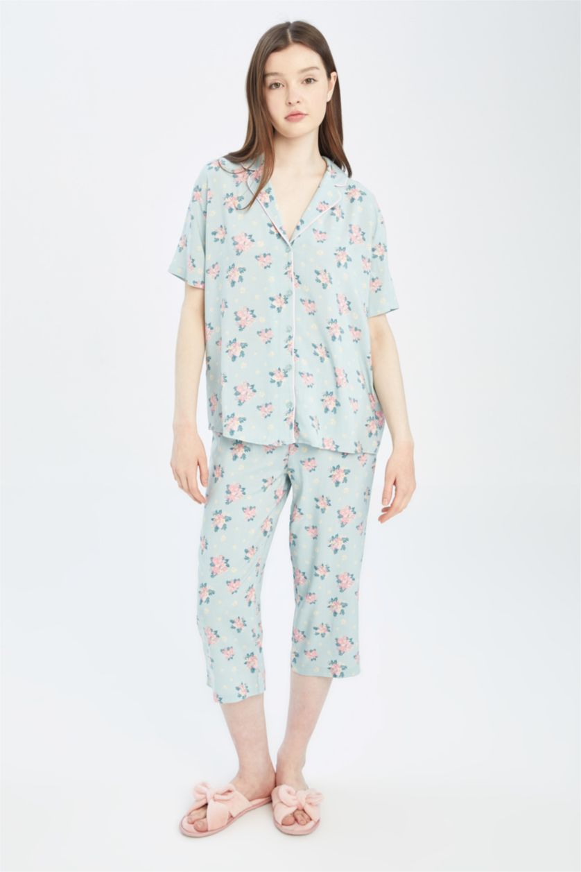 نساء نعناع بلوزة مطبوعة قصة عادية بياقة قميص