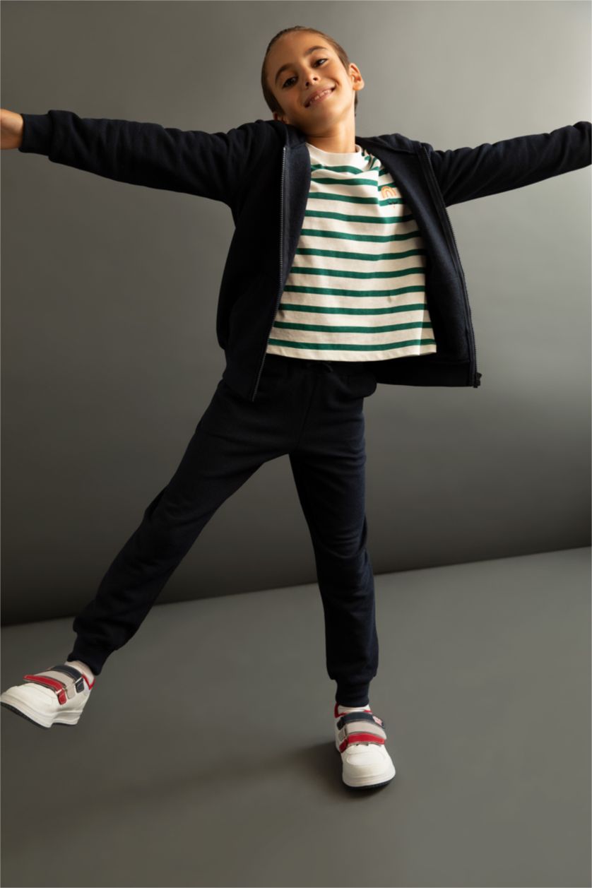 BOYS & TEENS NAVY Regular Fit Hooded Cardigan