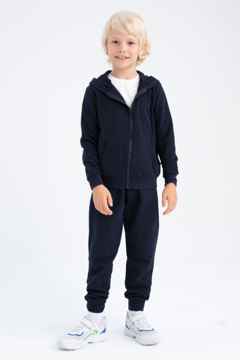 BOYS & TEENS NAVY Regular Fit Hooded Cardigan