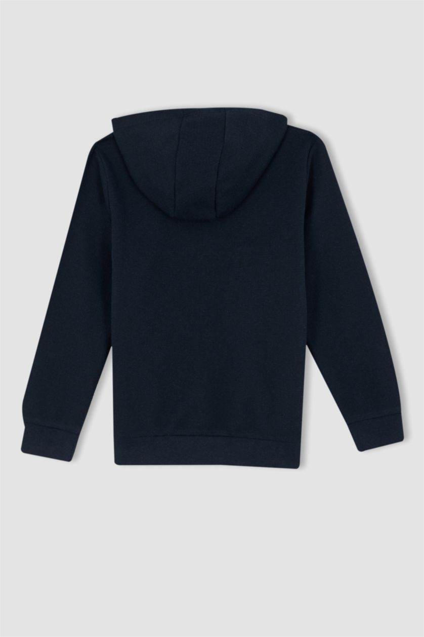 BOYS & TEENS NAVY Regular Fit Hooded Cardigan
