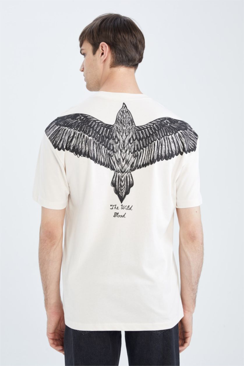 MAN Stone Boxy Fit Short Sleeve Back Eagle Print T-Shirt
