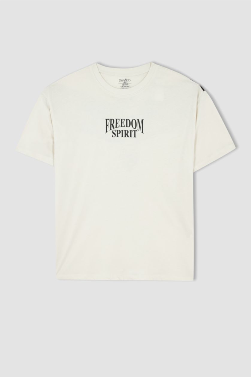 MAN Stone Boxy Fit Short Sleeve Back Eagle Print T-Shirt