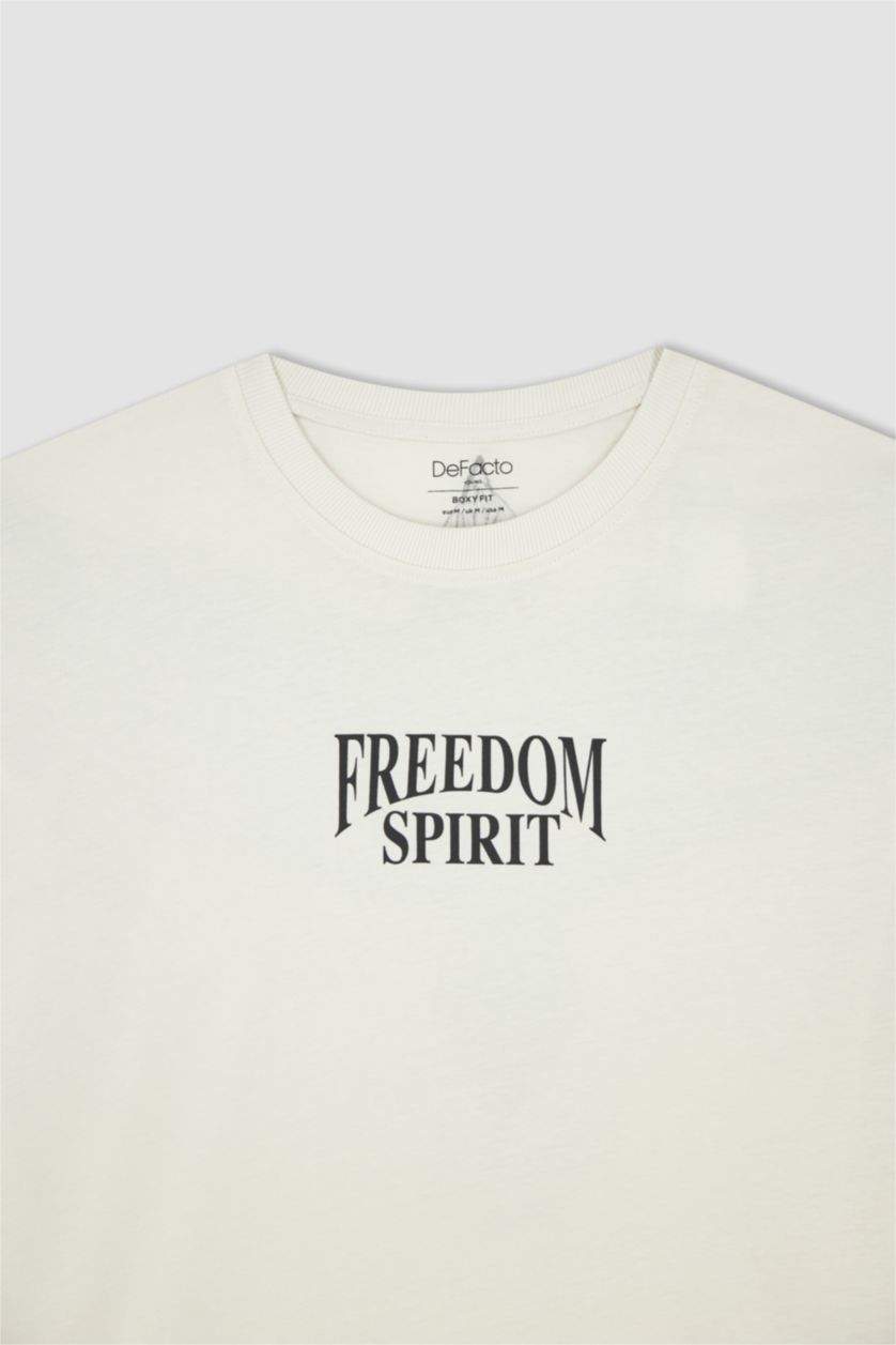 MAN Stone Boxy Fit Short Sleeve Back Eagle Print T-Shirt