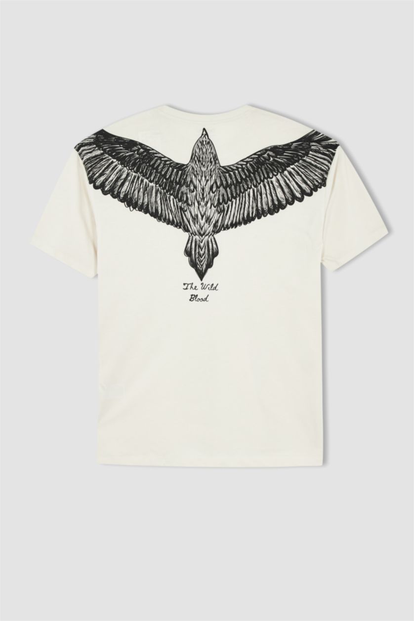 MAN Stone Boxy Fit Short Sleeve Back Eagle Print T-Shirt