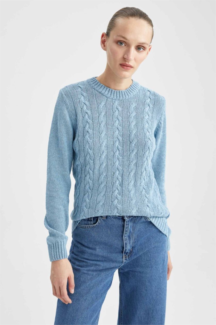 WOMAN Aqua Regular Fit Crew Neck Pullover