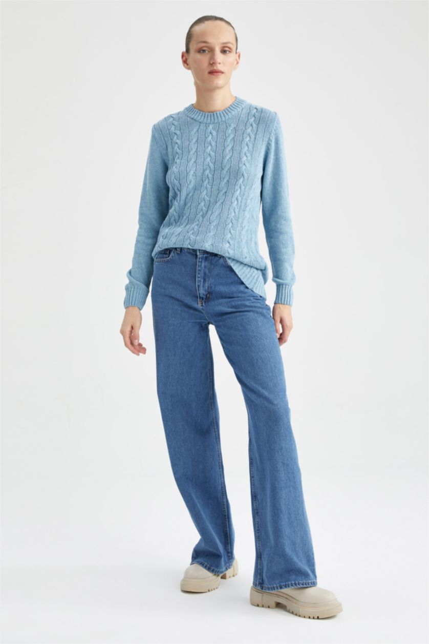 WOMAN Aqua Regular Fit Crew Neck Pullover