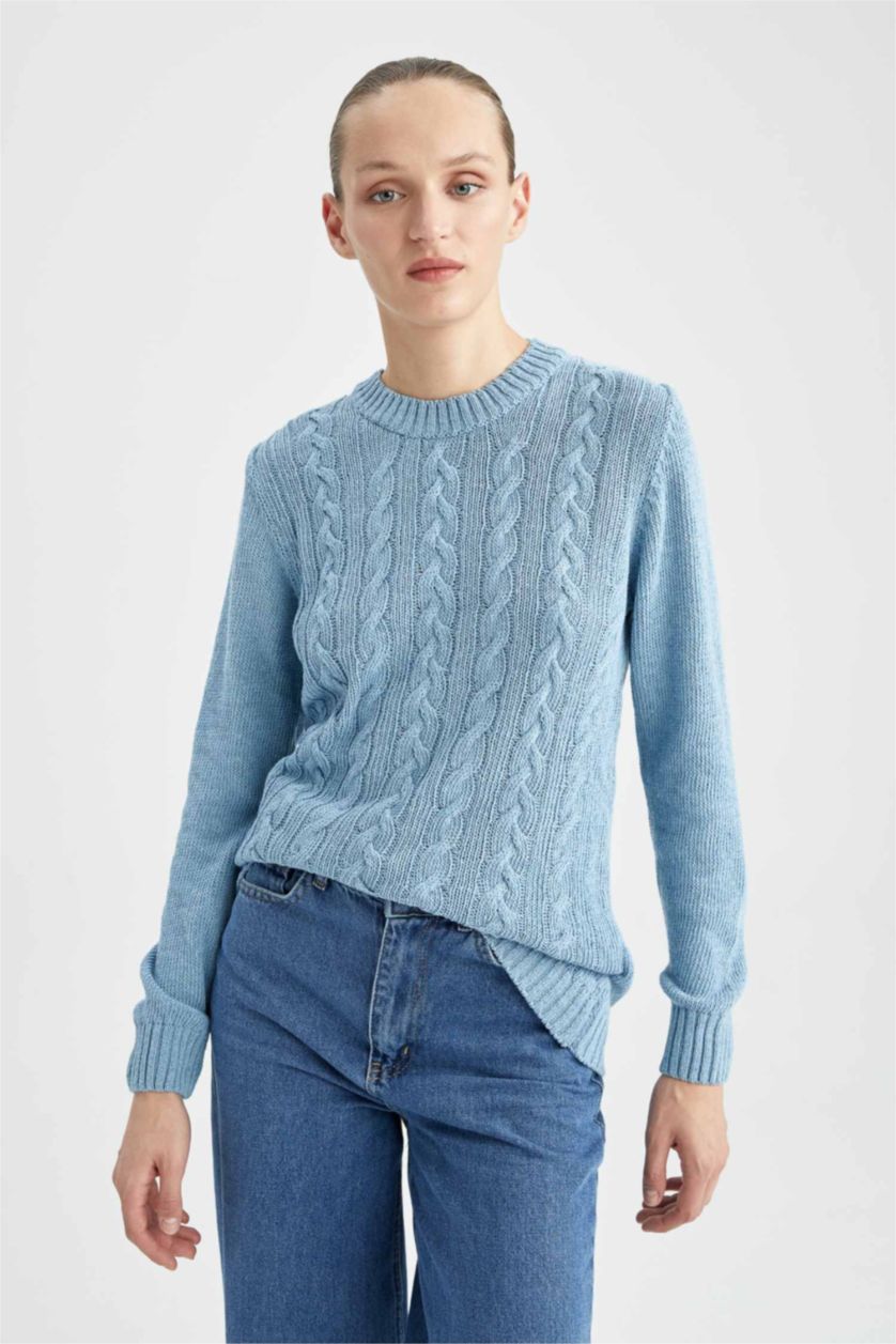 WOMAN Aqua Regular Fit Crew Neck Pullover