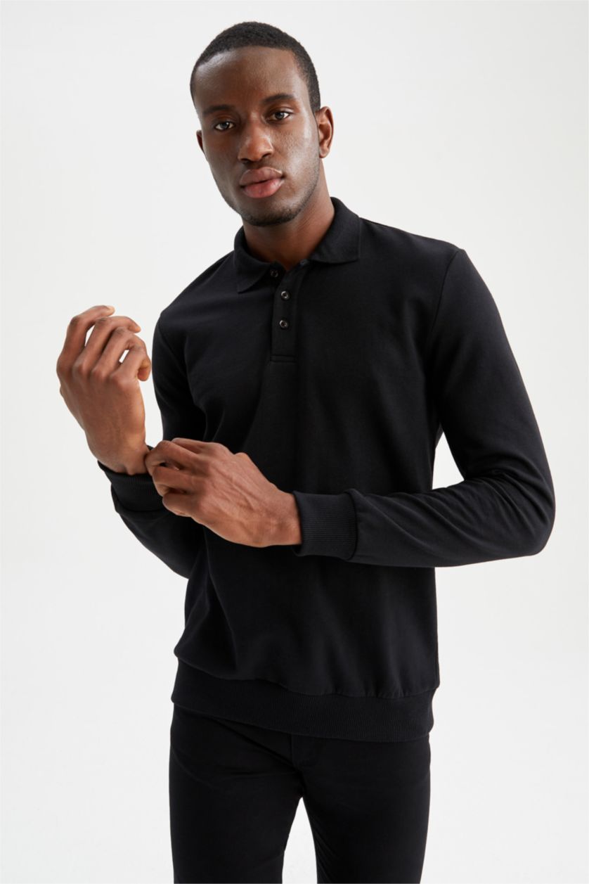 Erkek Siyah Regular Fıt Sweatshirt