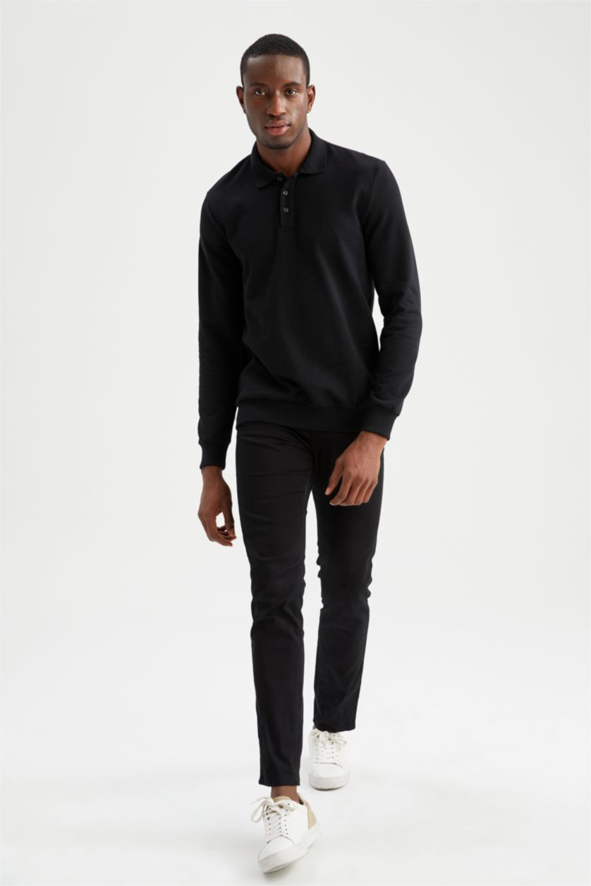 Erkek Siyah Regular Fıt Sweatshirt