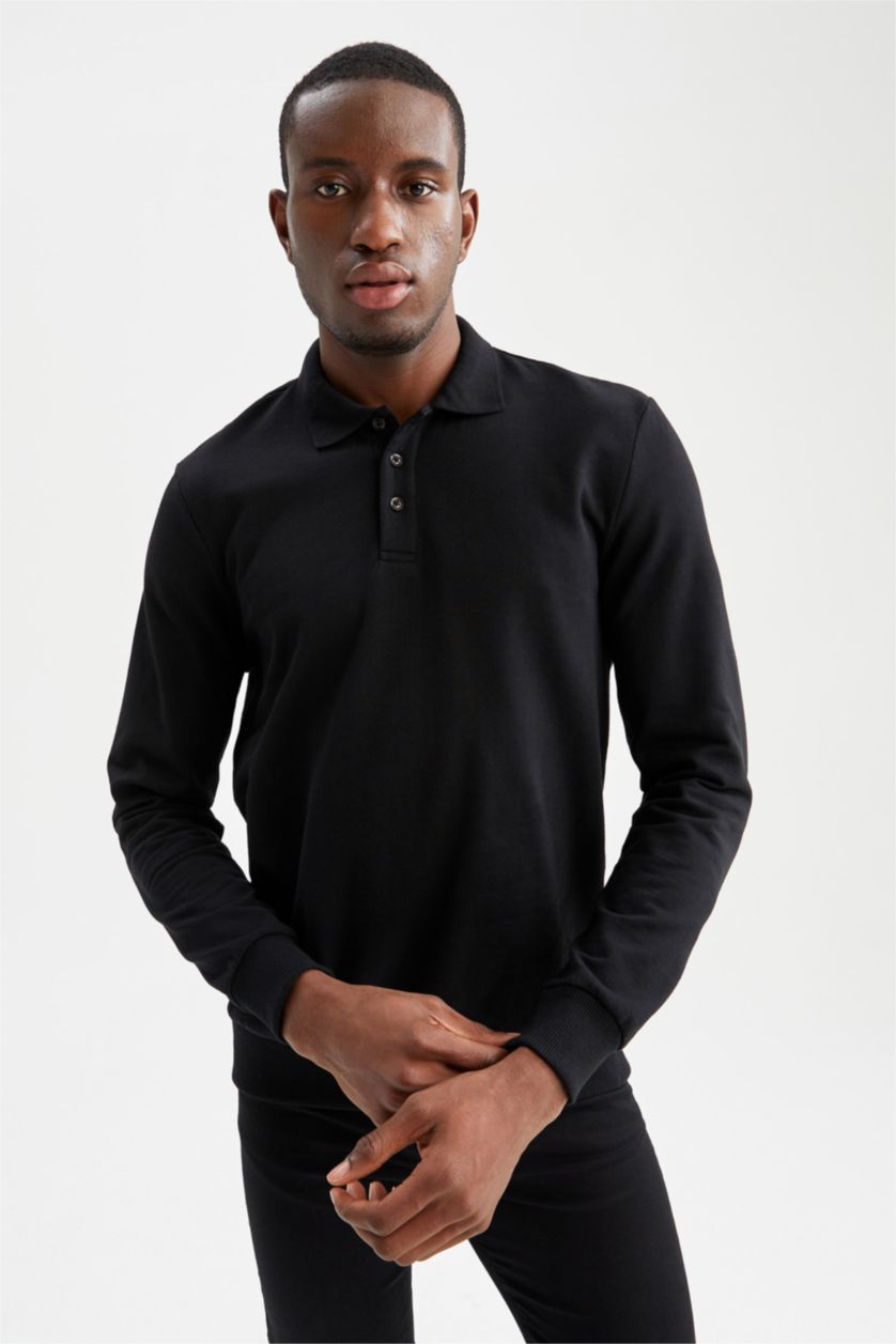 Erkek Siyah Regular Fıt Sweatshirt