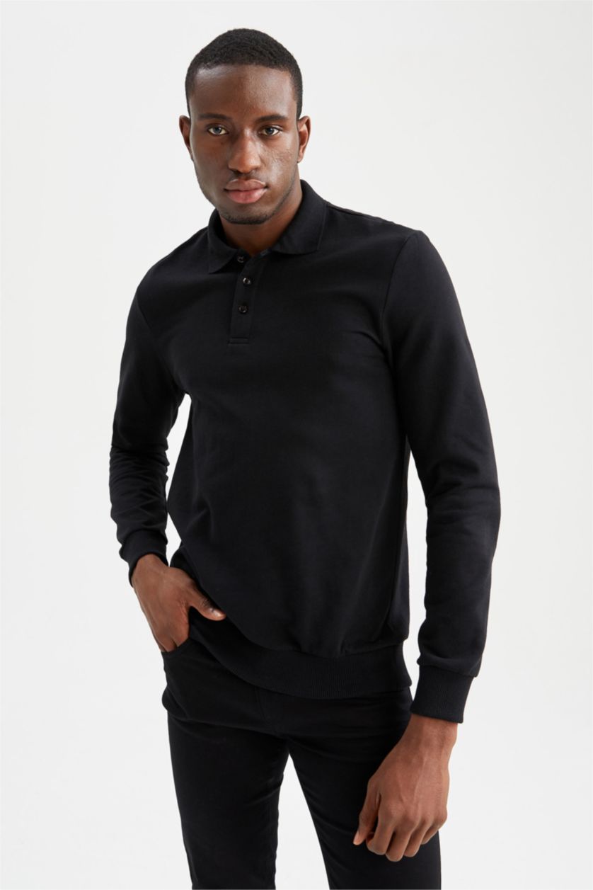 Erkek Siyah Regular Fıt Sweatshirt