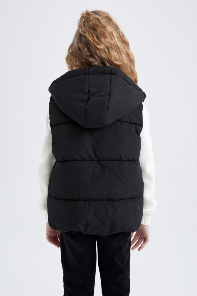 FILLES Noir Gilet Coupe Régulière À capuche Fille